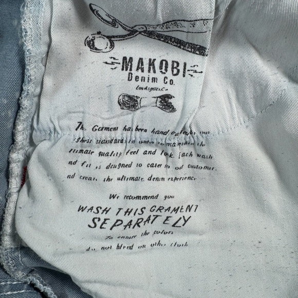 Makobi Jeans Mens 46 Blue Skinny Moto Distressed High Rise Stretch - Picture 9 of 13